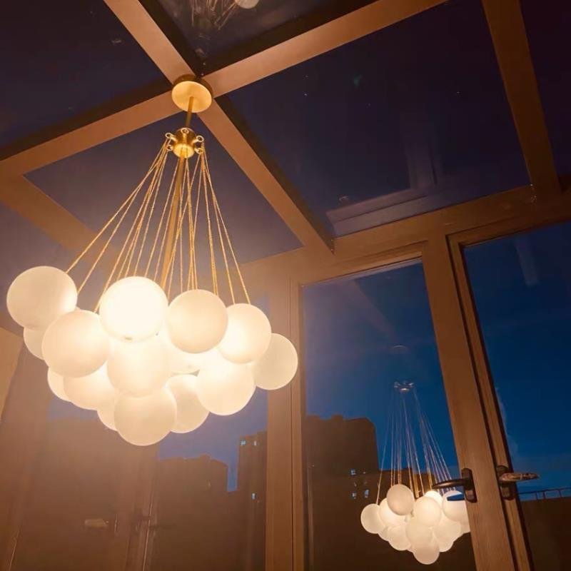 Modern Frosted Glass Ball Pendant Chandelier For Living Room Dining Table Designer Indoor Decoration Maison Hanging Lighting 4