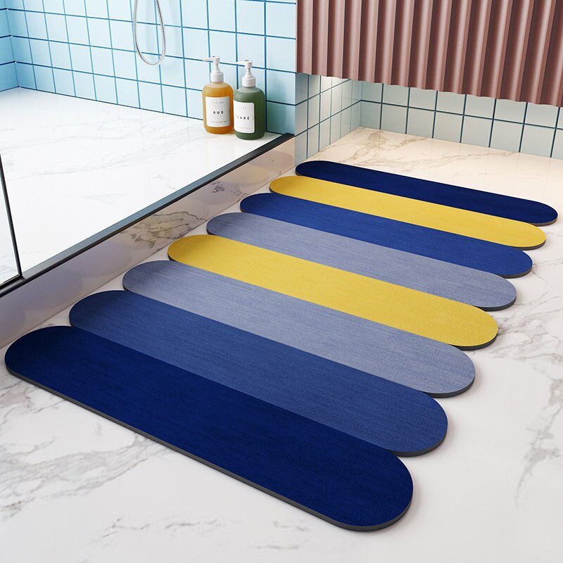 Morandi Color Ice Stick Absorbent Bathroom Floor Mat Toilet Foot Mats Non-slip Dirt-resistant Solid Color Diatom Mud Carpet 3