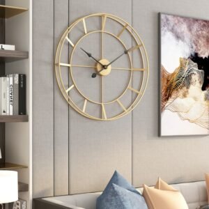 Gold Metal Wall Clock Round Luxury Silent Wall Clock Modern Design Livingroom Relogio De Parede Wall Decorations LL50WC 1