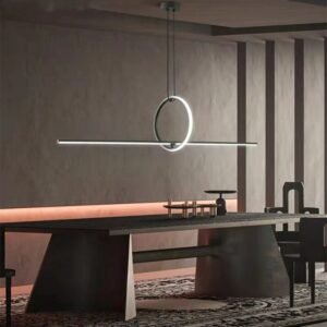 Nordic Modern Creative Geometric Pattern Italian Simple Line Chandelier Living Room Dining Table Bar Long Chandelier LED Lamps 1