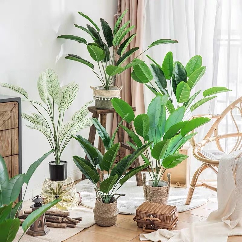 80cm 18 Leaves Large Artificial Banana Tree Fake Tropical Plants Plastic Monstera Leafs Palm Tree for Wedding Garden Home Decor 3