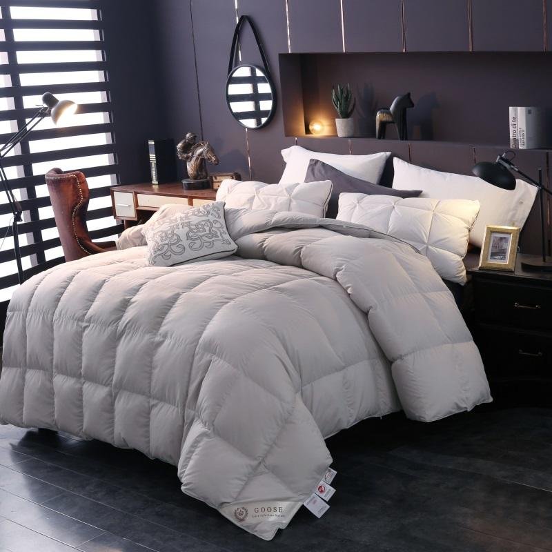 100% Goose Down Comforter White Gray Queen King size Bed set Quilt Duvet cover filler set Warm Blanket edredon colcha couette 2
