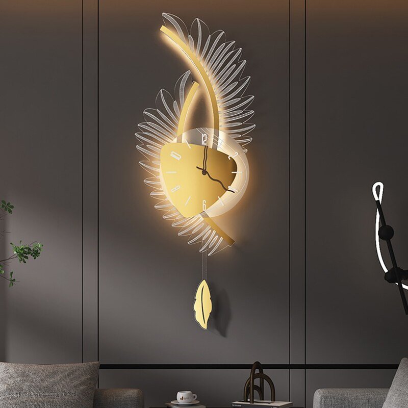 Luxury Large Wall Clock Mechanism Silent Living Room Kitchen Metal Wall Clock LED Modern Orologio Parete Modern Home Decor 5