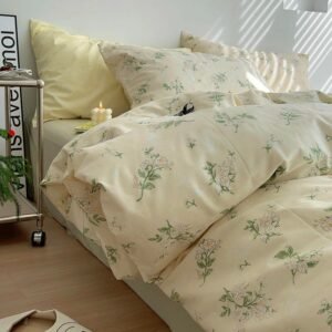 Chic Shabby Floral Farmhouse Duvet Cover Twin Queen Soft Breathable 100%Cotton Bedding Set Fitted/Flat Sheet Pillowcases 1