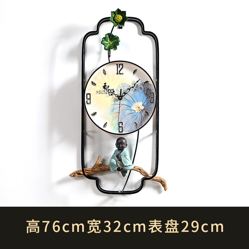 Chinese Buddha Wall Clock Living Room Creativity Large Silent Wall Clock Modern Design Reloj De Pared Metal Wall Art LL50WC 5