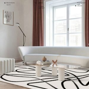 Simple Line Living Room Decoration Carpet Modern Light Luxury Study Cloakroom Non-slip Carpets Casual Bedroom Bedside Soft Rug 1