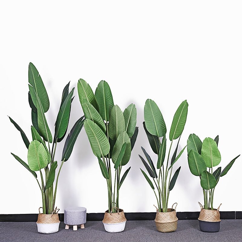 120-200cm Large Artificial Banana Tree Tropical Fake Plants Palm Leafs Monstera Green Plastic Jungle Plant for Home Office Decor 4