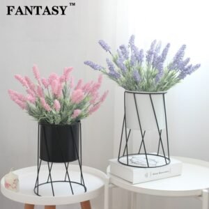 7 Heads Artificial Lavender Flowers Purple Pink Fake Flower Bouquet Simulation Plastic Plants Potted Leafs for Home Decoration 1