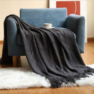 100% Hand Made Tassel Knit Throw Blanket  Soft Blanket for Decor Couch Bed, Sofa, Living room Office 1