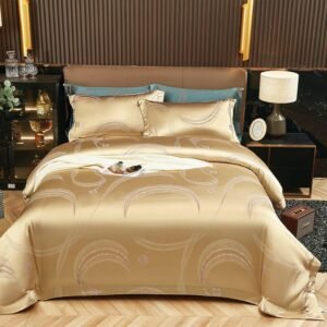 Modern Vintage Gold Jacquard Duvet Cover set Premium Soft 100%Egyptian Cotton Bedding set Comforter Cover Bed Sheet Pillowcases 1