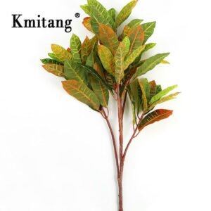 80cm 5fork Large Tropical Artificial Tree Leaves Fake Ficus Plant Branch Plastic Magnolia Leafs for Garden Party Home Decoration 1