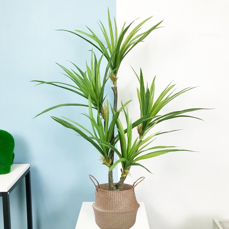 88/55cm Large Artificial Dracaena Plants Tropical Potted Tree Fake Plastic Palm Leafs Cycas Plant For Home Garden Indoor Decor 1