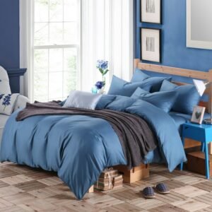 Blue Grey 100%Cotton Bed sheet set Duvet Cover Twin Queen/King Size Bedding sets Adults Kids Fitted sheet Bed set linge de lit 1