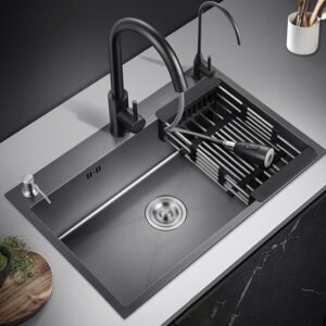 Kitchen Sink 304 Stainless Steel Vegetable Wash Basin High Pressure Cup Washer Coffee Shop Wine Bar Kitchen Workstation Sink  1