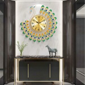 Nordic Peacock Metal Gold Wall Clock Silent Large Wall Clock Living Room Luxury Modern Design Reloj Pared Home Decor LL50WC 1