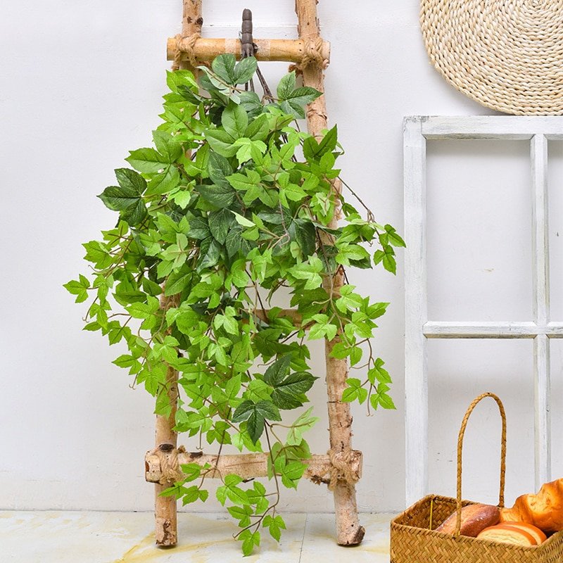 90-120cm Long Artificial Vines Silk Plants Fake Maple Leafs Faux Creeper Rattan Wall Hanging Plants Branch For Home Garden Decor 1