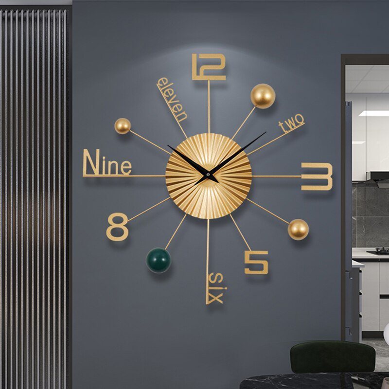 Digital Wall Clock Modern Design Luxury Big Size Metal Wall Clocks Modern Living Room Mechanism Art Duvar Saati Wall Decor 3