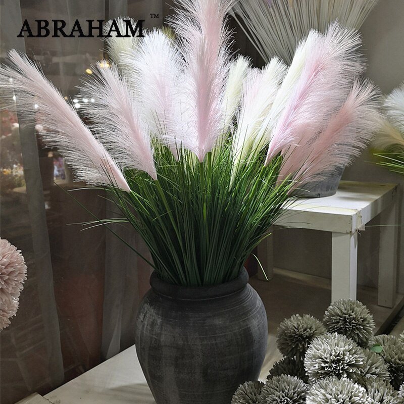 90cm 5 Heads Large Artificial Plants Bouquet Plastic Onion Grass Fake Reed Tree Branch Wedding Flower For Home Autumn Decor 1