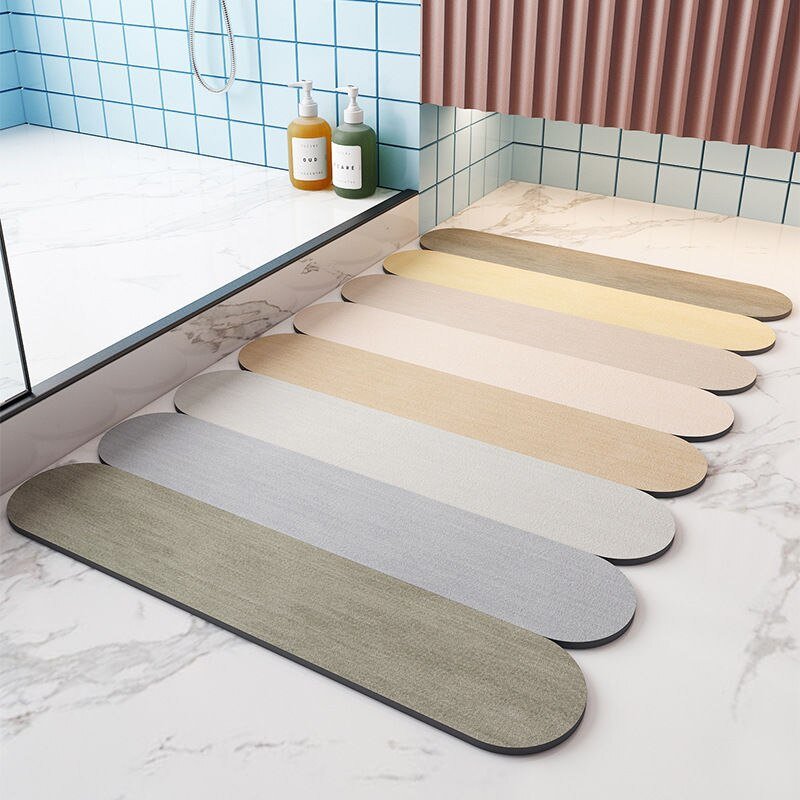 Morandi Color Ice Stick Absorbent Bathroom Floor Mat Toilet Foot Mats Non-slip Dirt-resistant Solid Color Diatom Mud Carpet 2