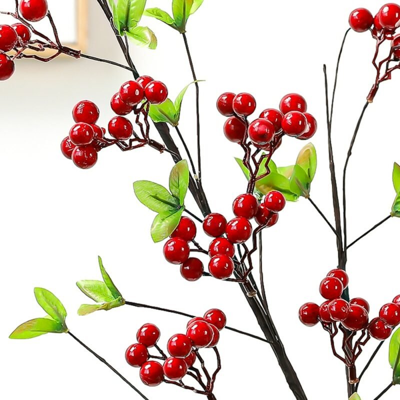 95cm Large Artificial Berries Plant Fake Christmas Tree Branch Foam Stamen Red Fruit For New Year Desktop Room DIY Wedding Decor 5