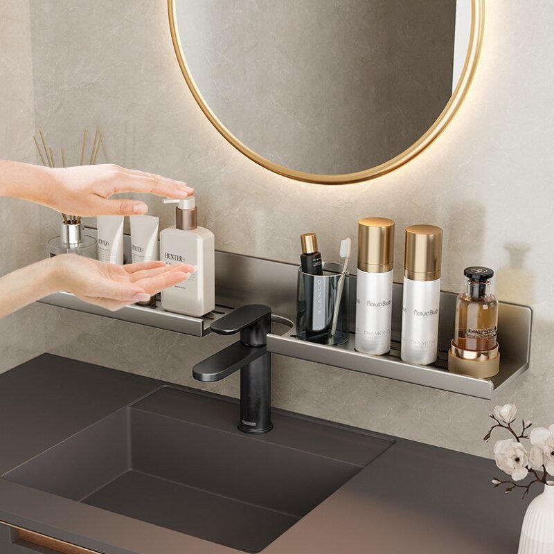 Bathroom Shelf Shampoo Holder Makeup Organizer Aluminum Alloy Shower Shelf Without Drill Wall Shelf Bathroom Accessories 2