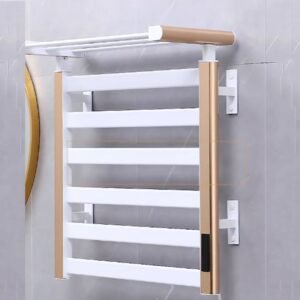 Single / Double Layers Electric Bathroom Bath Towel Warmer Heating Dryer Shelf Rack Built-in Timer Temperature Wall Mounted 1