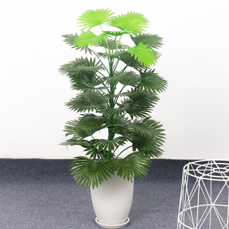 90cm Large Artificial Palm Tree Fake Plants Silk Monstera Leaves Tropical Fan Leafs Tall Coconut Tree Branch For Home Room Decor 5