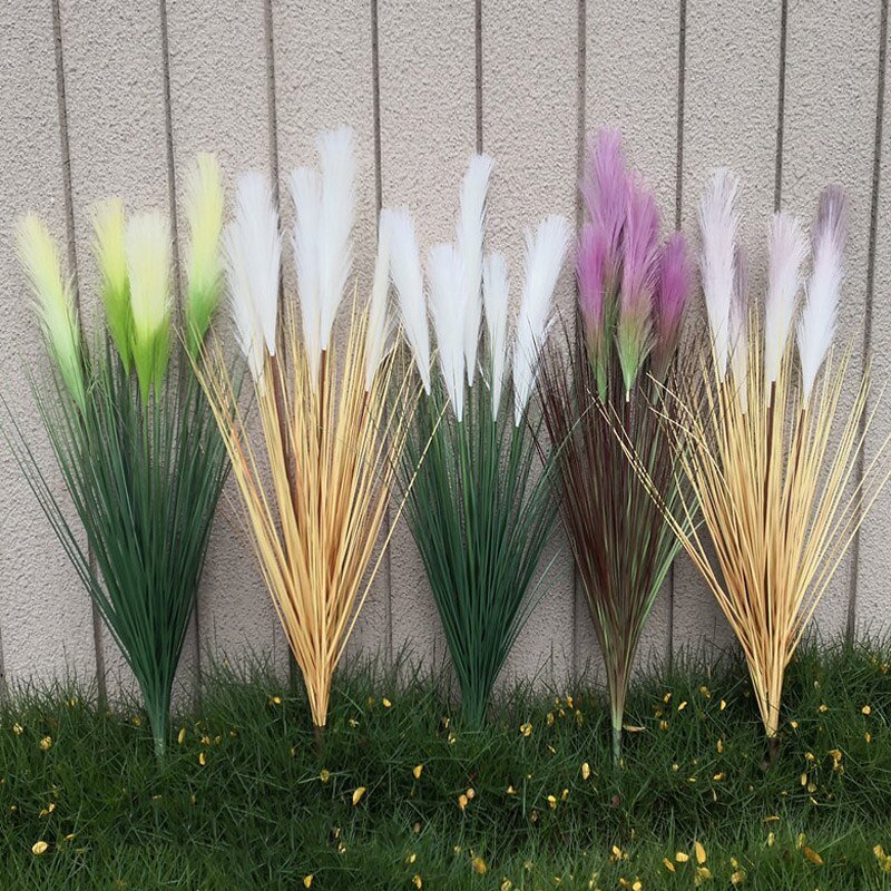 90cm 5 Heads Large Artificial Plants Bouquet Plastic Onion Grass Fake Reed Tree Branch Wedding Flower For Home Autumn Decor 5