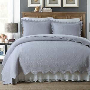 Chic Embroidery 3pcs Cotton Quilted Bedspread Reversible Quilt Coverlet Set Ultra Soft Bed Cover Pillow shams Queen King size 1