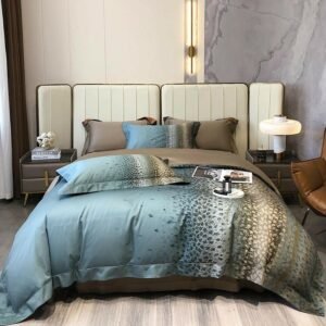 Luxury Egyptian Cotton Botanical Birds leopard print Bedding set Double Queen King 4Pcs with Duvet Cover Bed Sheet Pillowcases 1