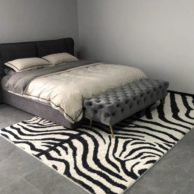 Home Decoration Light Luxury Zebra Pattern Carpet Bedroom Lounge Thickened Rugs Nordic Fluffy Plush Large Area Living Room Rug 2