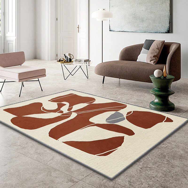 Nordic Geometric Living Room Decoration Carpet Line Art Bedroom Bedside Soft Carpets Light Luxury Study Cloakroom Non-slip Rug 1
