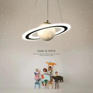 New Children'S Planet Earth Pendant Lamp For Boys Room Living Room Acrylic Space Star Astronaut Led Hanging Light Indoor Decor 1