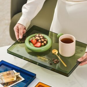 Nordic Luxury Rectangle Food Serving Tray Plastic PET Coffee Cake Cookies Snacks Fruit Kitchen Counter Organizer Table Parties 1