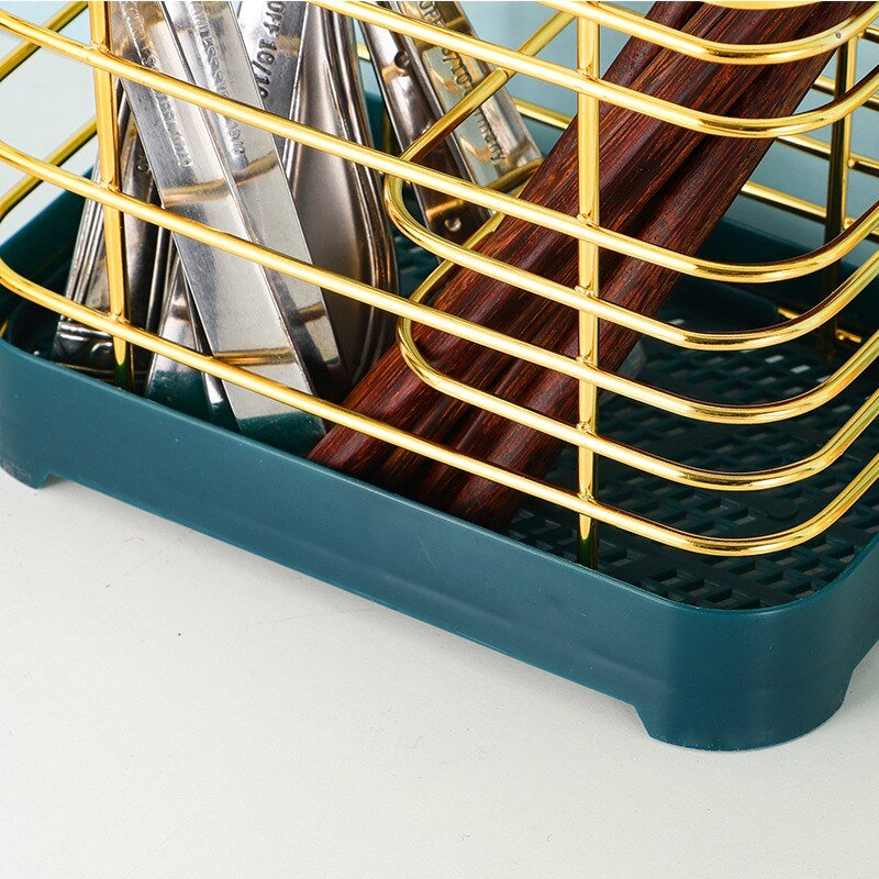 Cutlery Drainer Organizer Chopsticks Tableware Holder Basket Hanging Metal Iron Multi-functional Kitchen Counter Storage Table 5