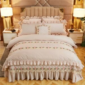 Fleece Velvet Soft Warm Duvet Cover Quilted Thick Bedspread Pillowcase Girls Pink Grey Chic Luxury Bedding Set Queen King size 1