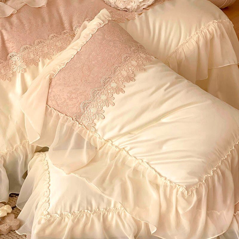 1000TC Egyptian Cotton French Lace Romantic Wedding Bedding set Elegant Girls Duvet Cover Bed Sheet Pillowcase Double Queen King 4