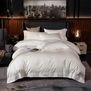 Silky Soft Egyptian Cotton Duvet Cover Bed Sheet Set Queen King size Hotel Brief Solid Color Bedding Set Comforter Cover Set 1
