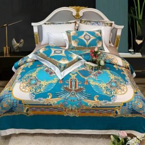 50%Bamboo and 50%Cotton Ultra Soft Silky Duvet Cover set Vintage Stylized Digital print Bright Bedding set Bed Sheet Pillowcases 1