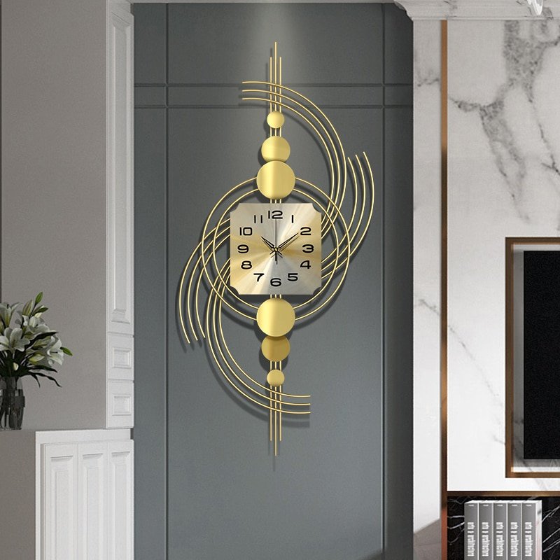 Luxury Large Wall Clock Geometry Mechanism Metal Modern Unique Art Wall Clock Luxury Silent Orologio Saat Parete House Decor YH 1