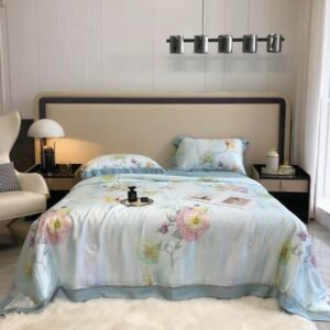 1/4Pcs Bamboo Lyocell Cooling Blanket Quilt Silky Soft Breathable for Summer Luxury Bed Coverlet Bedspread Bed Sheet Pillowshams 1