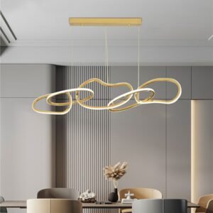 Postmodern Luxury Gold Led Ring Ceiling Chandelier For Bar Bedroom Hotel Stainless Steel Lustre Restaurant Lighting Pendant Lamp 1