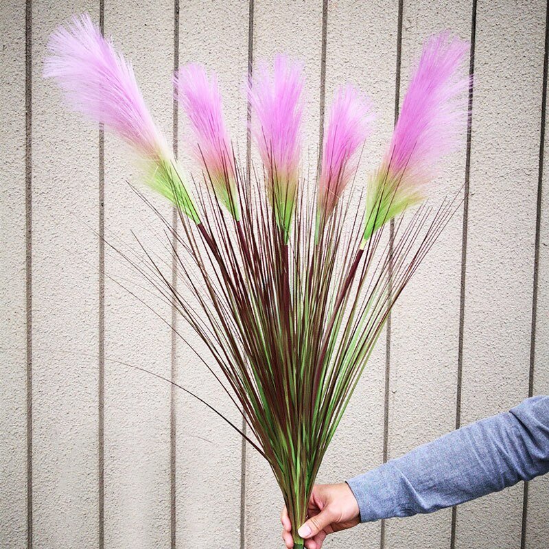 90cm 5 Heads Large Artificial Plants Bouquet Plastic Onion Grass Fake Reed Tree Branch Wedding Flower For Home Autumn Decor 2