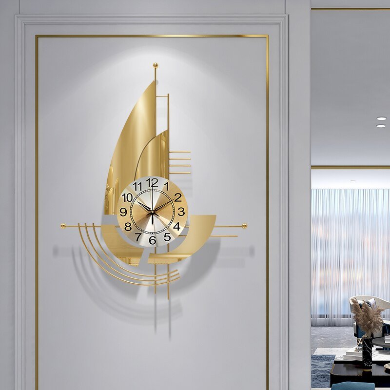 Hanging Clocks Wall Silent Modern Living Room Big Size Digital Wall Clock Metal Luxury Large Gold Duvar Saati Home Decor 1