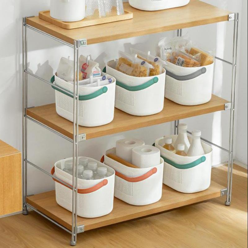 2pcs Portable Fruit Vegetable Storage Basket Large Kitchen Shelf Cabinet Pantry Organizer Sundries Snacks Plastic Containers 5