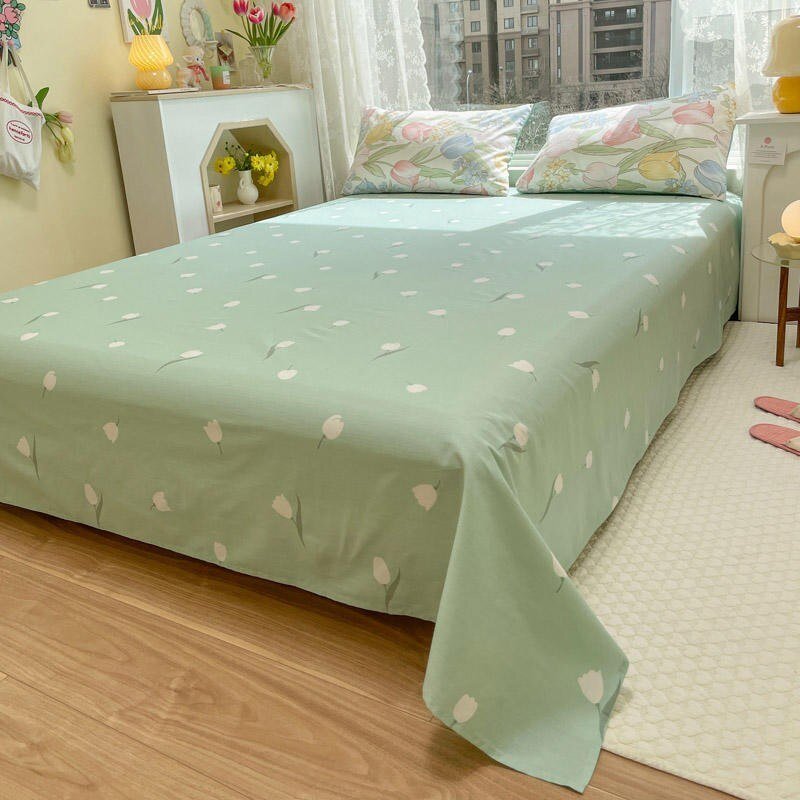 100%Cotton Lovely Spring Blooming Flowers Garden Fresh Green Duvet cover Bed Sheet Pillowcases Twin Double Queen 4Pcs Bedding 3