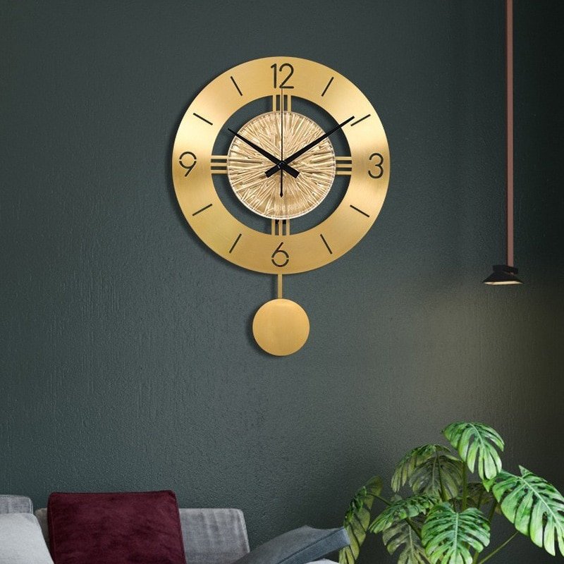 Nordic Wall Clock Living Room New Design Pure Copper Modern Minimalist Quartz Luminous Clock Home Decore Reloj Mural Pared XFYH 1
