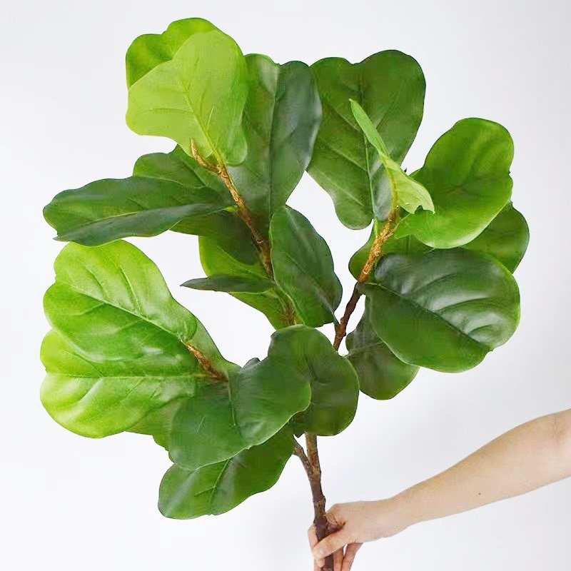 55-122cm Tropical Plants Large Artificial Ficus Tree Branch Real Touch Banyan Tree Fake Palm Leaves For Home Garden Office Decor 6