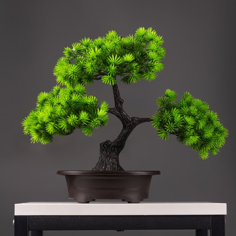 27cm Artificial Pine Plants Bonsai Fake Tree Ornaments Plastic Plants Landscape Simulation Tree for Home Room Desktop Decoration 2