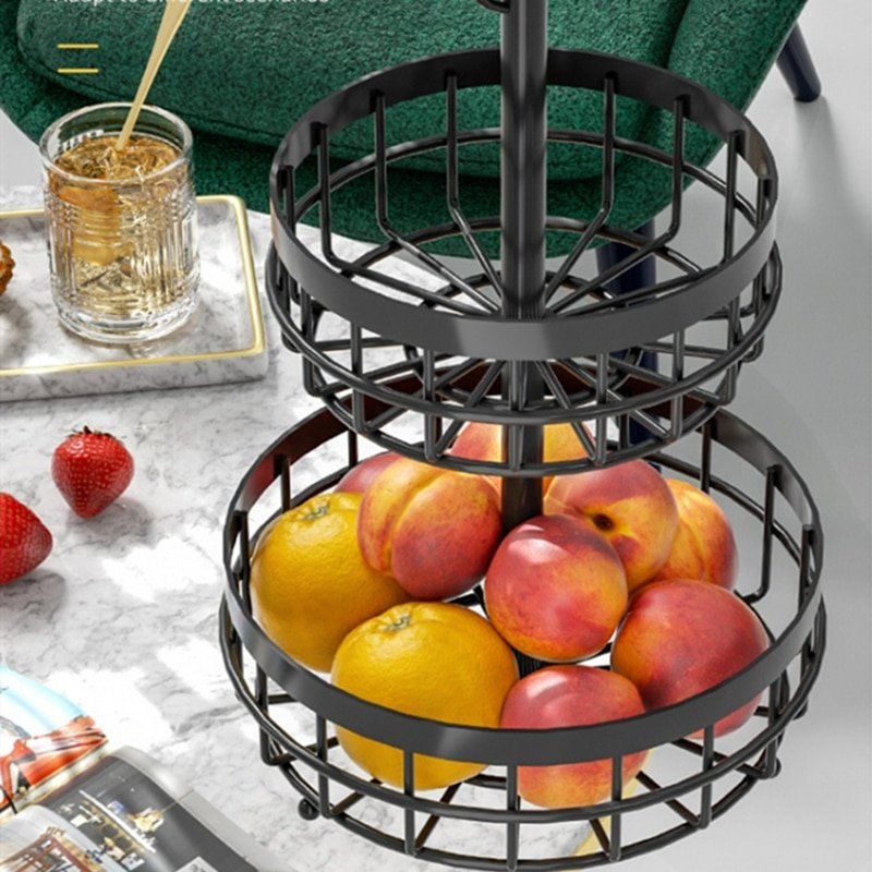 2/3 Tier Detachable Luxury Kitchen Counter Organizer Fruit Basket Holder Bowl Rack Stand Metal Snacks Vegetable Storage Shelf 3